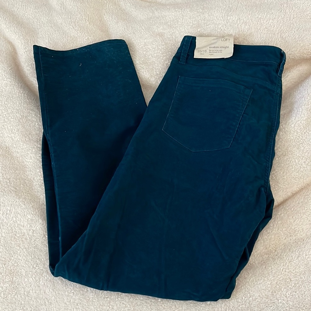 Dark teal baby wail courderoy straight jeans TALL